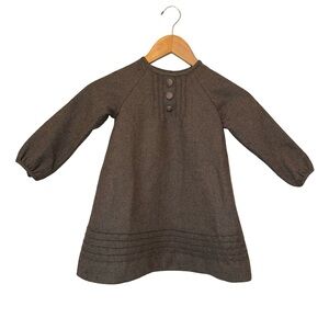 Jacadi Paris Wool Blend Long Sleeve Dress Button Details Girls Toddlers Size 3yr